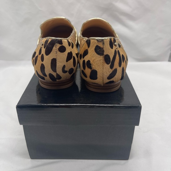IMAN NWB 7 Calf Hair Gold Glitter Leopard Cheetah Animal Flats Shoes Loafer - Picture 6 of 7